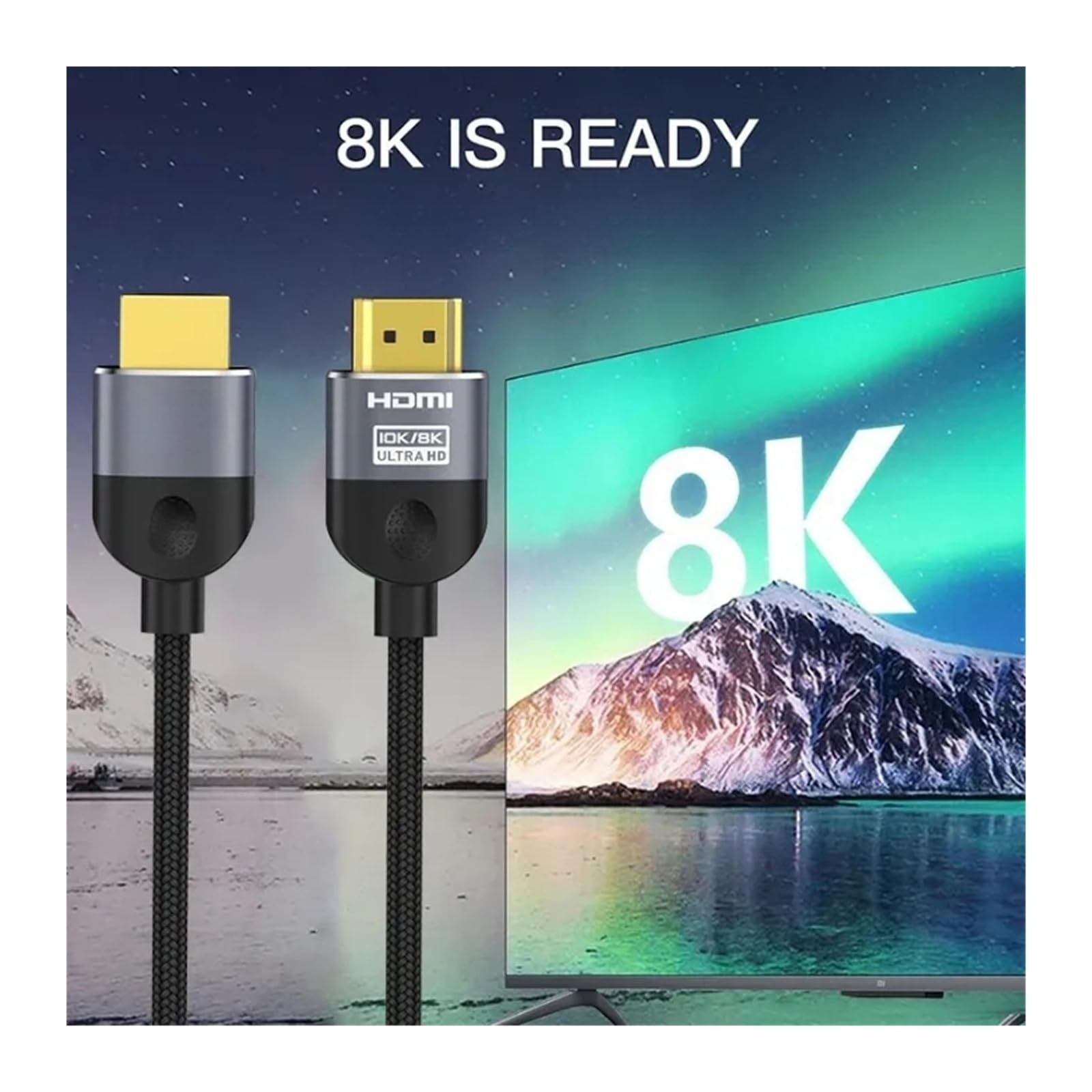 Cavo HDMI 2.1 8K A 60 Hz (4K A 120 Hz, 48 Gbps, EARC, HDR) - Compatibile Con RTX 3080/PC/Laptop/TV Box/PS5, For Giochi/visualizzazioni UHD(HDMI 8K-2PACK,2M)