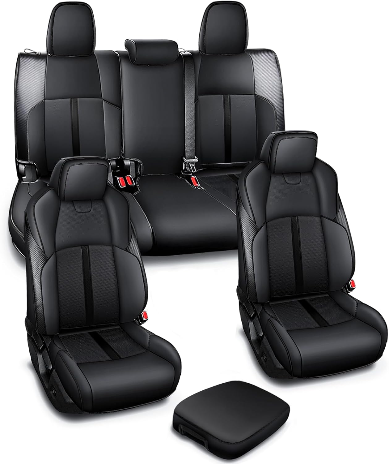 Leather Seat Covers Custom Fit for 2024-2026 Tacoma Gen 4th Double Cab - Fully Covered - Fit Like a Glove - Center Console Armrest Covers Included - for Tacoma Accessories
