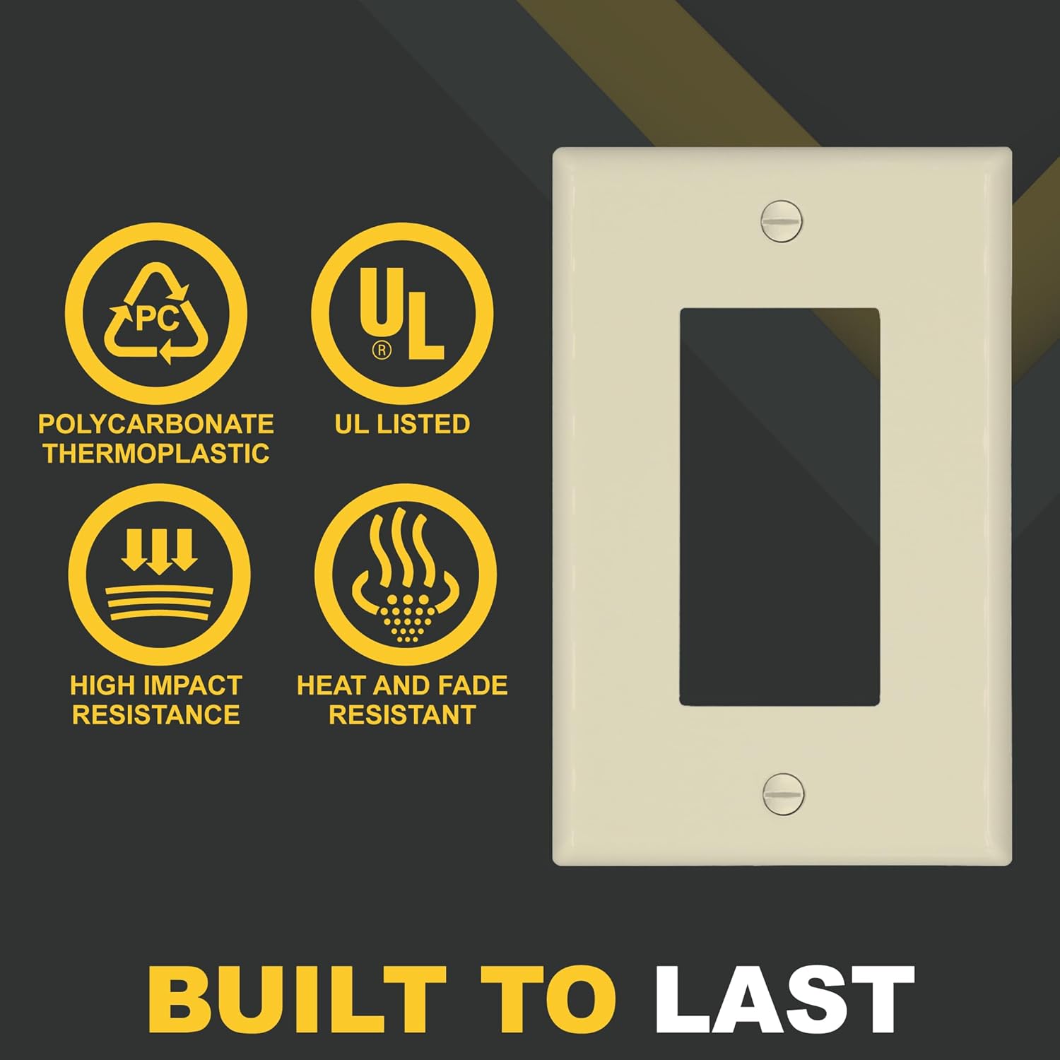 Faith 1-Gang 3.5 x 5.25 in. Jumbo Decorator Wall Plate Ivory DWP1J-IV-01, Jumbo,Oversized Outlet Cover Wall Plate or Light Switch Cover Plate for Home Improvement, Wall Plate for Rocker Switch
