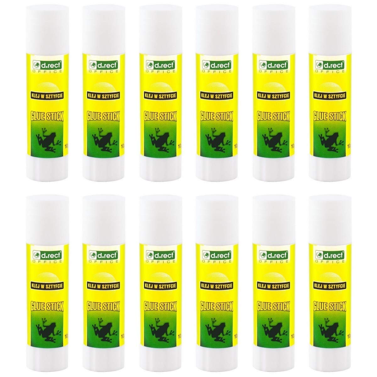 D.RECT Glue Stick 12-Pack 10 g – PVA Glue for Craft Art Scrapbooking – Odourless, Washable – Strong Hold for Paper, Card, Photos & Fabric – Smooth, Wrinkle-Free Application