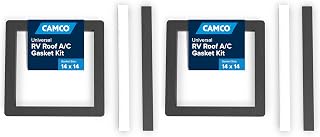 Camco 14-Inch x 14-Inch Universal Camper Roof A/C Gasket Kit | Features a Waterproof Compression Seal, Self-Adhesive Picture Frame Gasket, and Self-Adhesive Leveling Pads (25071) (Pack of 2)