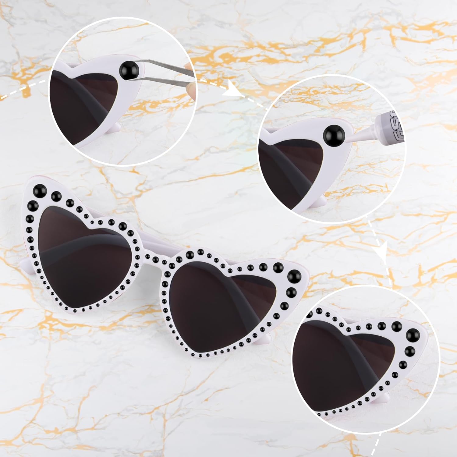 NACHLYNN 6480 Pcs Flat Back Pearl 7 Sizes Half Round Bead Black for Crafts Embellishment Shoes Clothes Bags DIY Making - Image 3