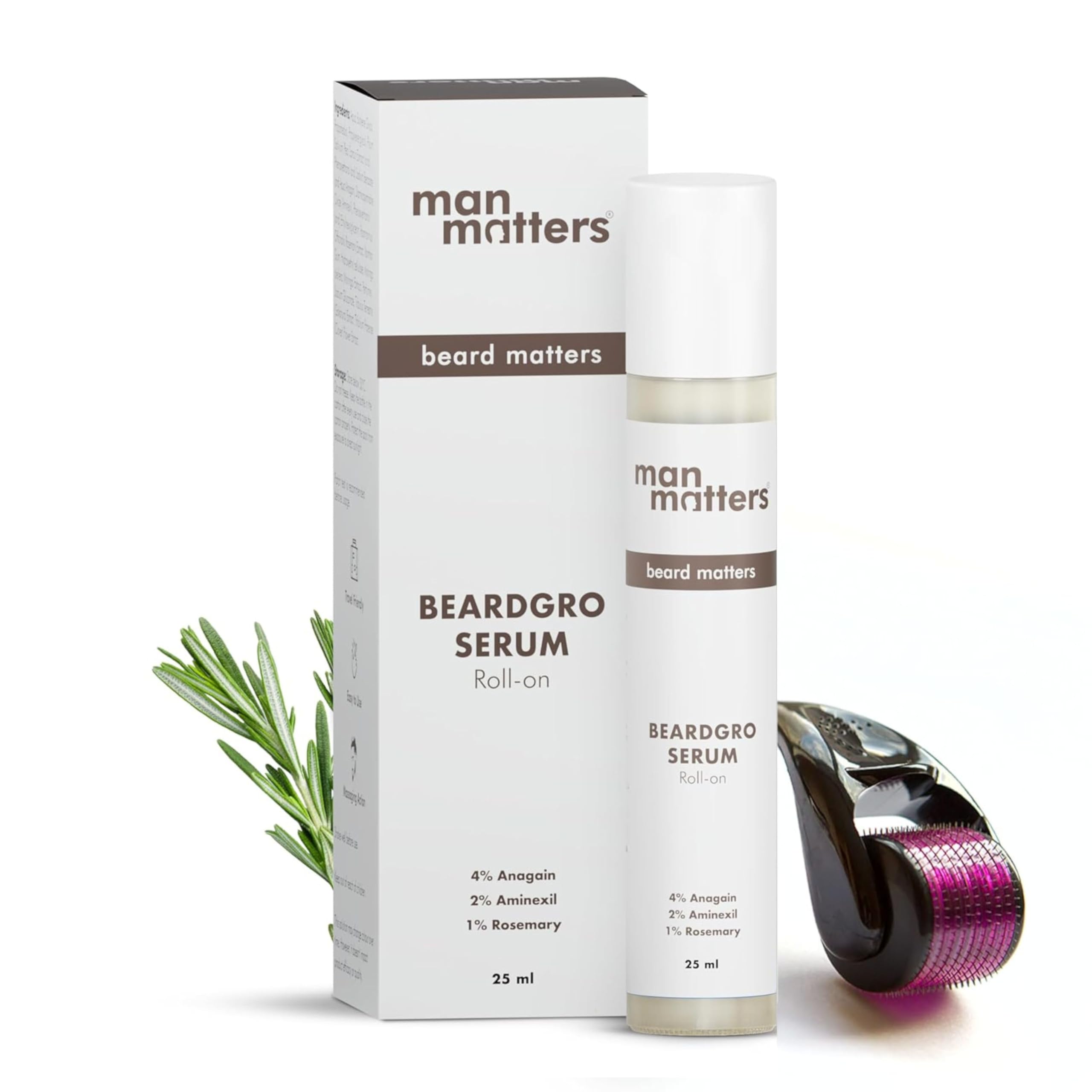 Man Matters BeardGro Oil-In-Serum Roll On 25ml With Derma Roller 0.5 mm | Anagain, Aminexil & Rosemary | Reactivates Hair Cells, Improves Beard Density & Promotes Thicker Growth (B0D1VGGPV1) Amazon Price History, Amazon Price Tracker