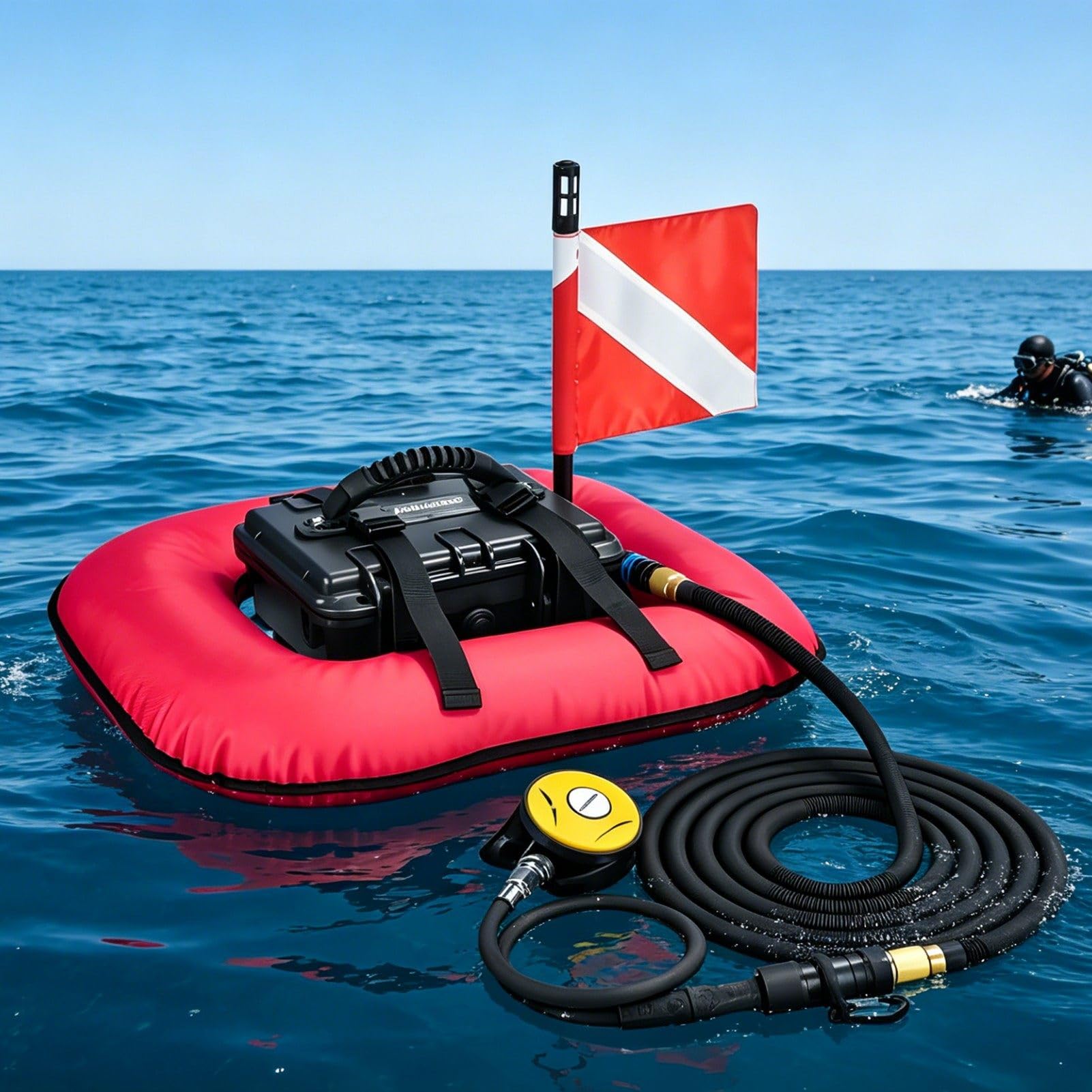ROGHA Scuba Diving Ventilator, Tankless Diving System, Swimming Pool Toys Diving Toys, Battery Life 60-70min, for Recreational Diving Red-1battery