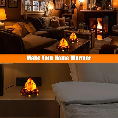 Miniatura 6 de Bestview Artificial Fake Campfire Night Light, 3D LED Fake Fire Pit Firewood Lamp with Realistic Log Flameless Candle Battery Operated, Halloween