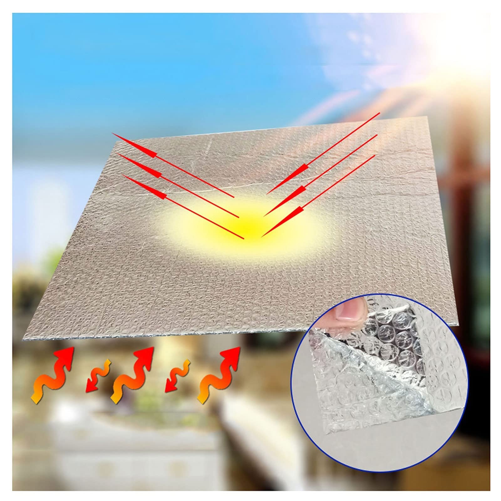 Isolante Termico Riflettente Isolamento termoriflettente Foglio isolante per termosifoni Rotolo isolante Foglio a bolle Foglio di alluminio autoadesivo Isolamento in schiuma Pellicola termica Barrier