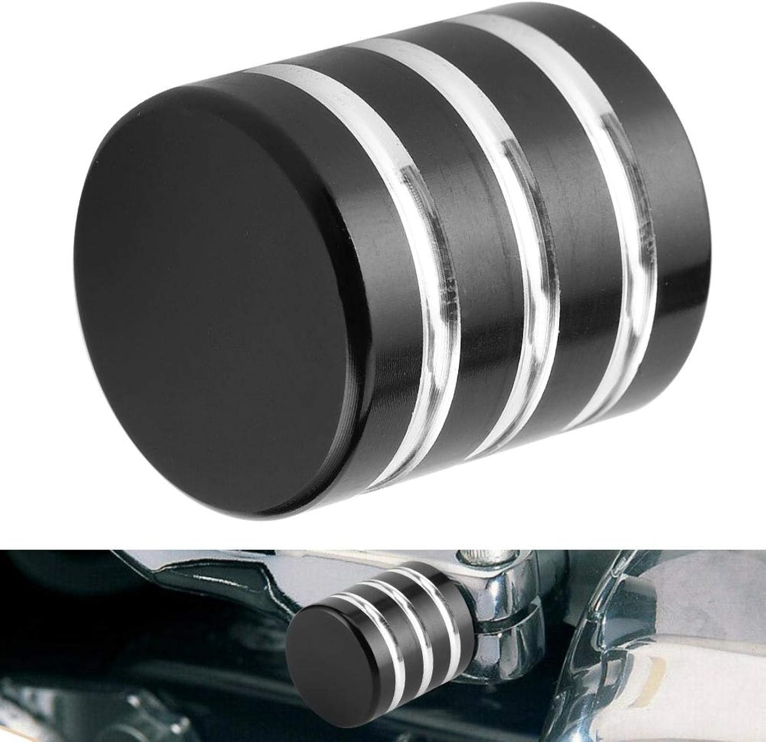 Motorcycle Heel Shift Eliminator Cap for FLHT FLHR FLHX CVO 1980-2019 Aluminum Motorcycle Heel Shifter Level Eliminator Cover Heel Toe Shifter End Cap(Silver Black)