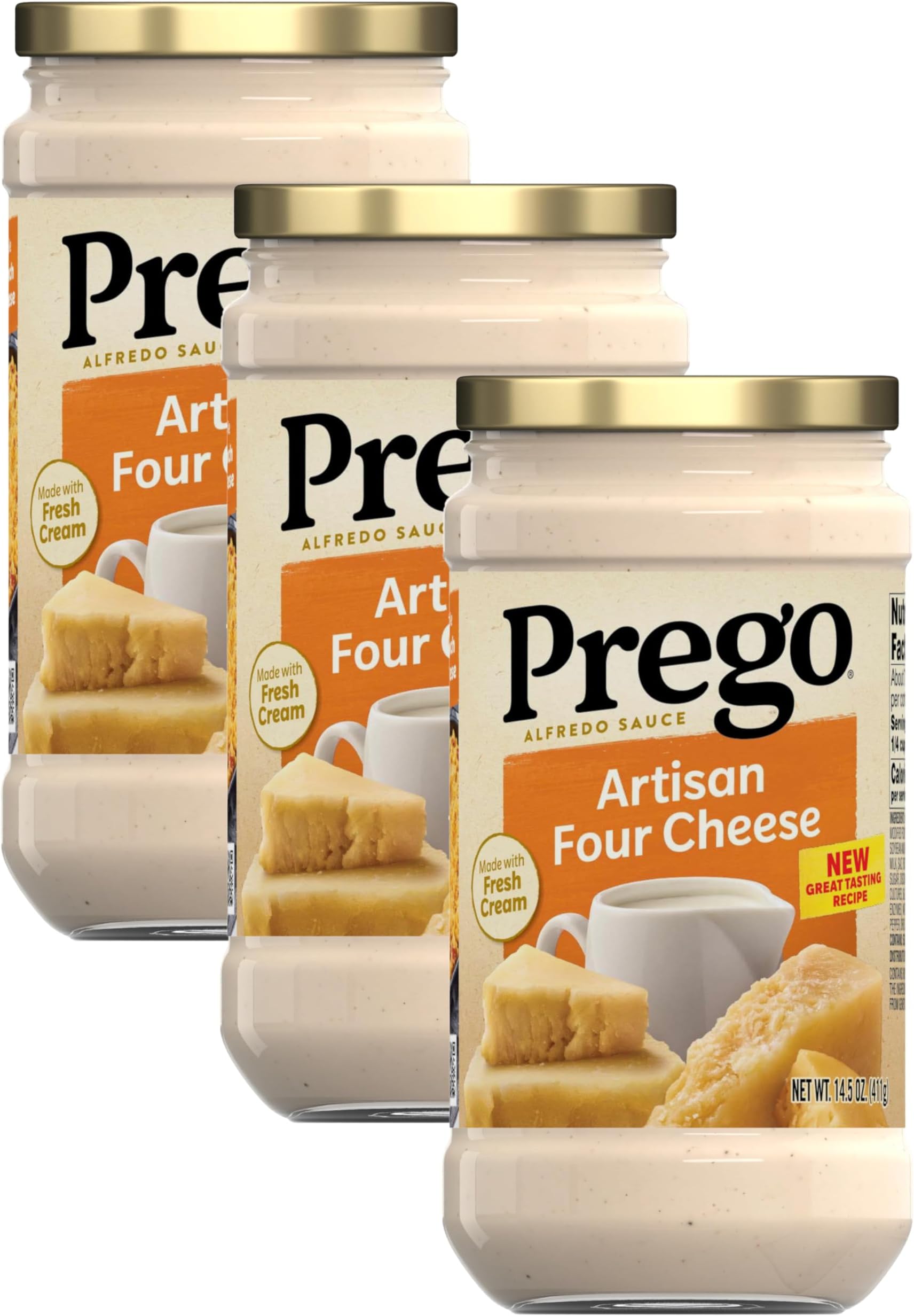 Amazon.com : Prego Four Cheese Alfredo Pasta Sauce, 14.5 oz Jar (Pack ...