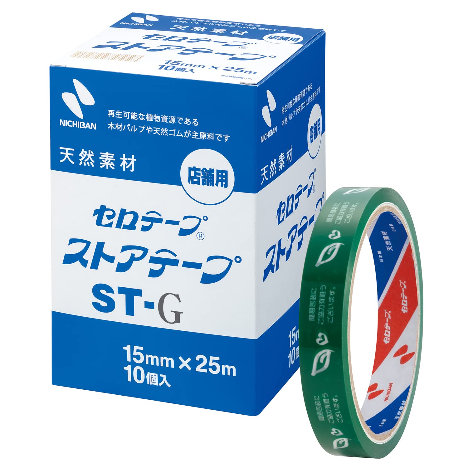 Nichiban ST-G10PAZ Cello Tape, Store Tape, 10 Rolls, 0.6 inches (15 mm) x 82.2 ft (25 m), Simple Packaging