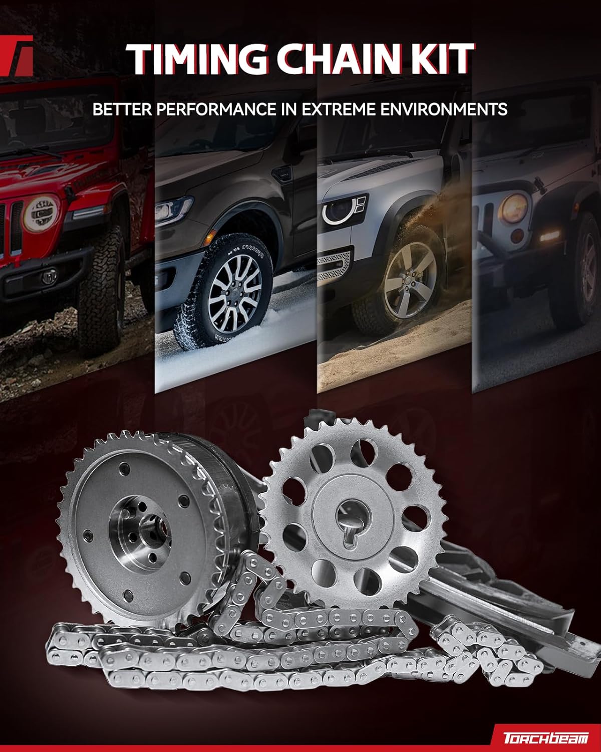 Torchbeam Engine Timing Chain Kit Sets Compatible with Ford Focus, Transit Connect, Mazda 3, MX-5 Miata, w/Cam Crank Sprocket, Oil Pump Chain Tensioner Sprocket Tensioner rail