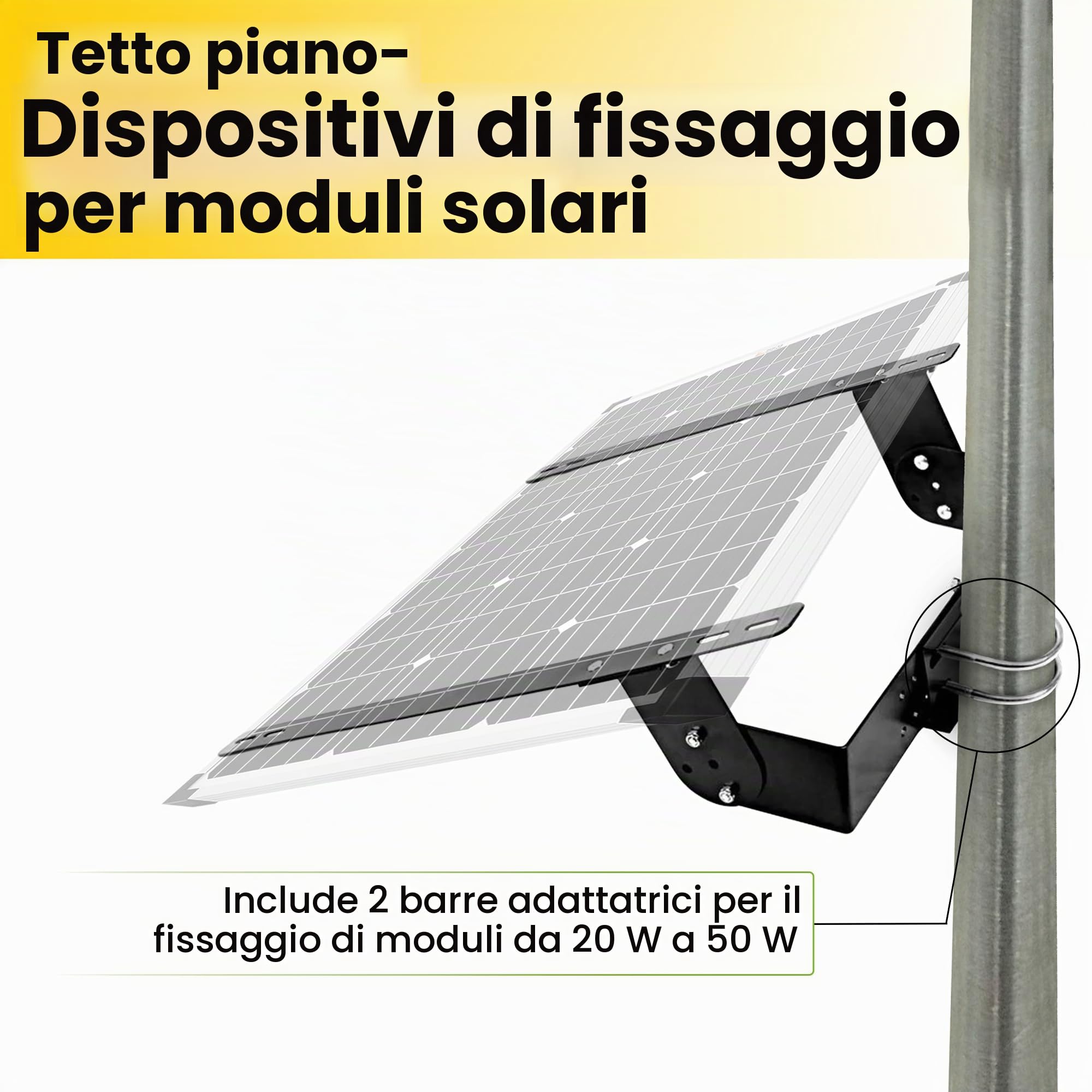 Offgridtec set di montaggio a parete e palo in alluminio per modulo solare 20-50W supporto pannello solare