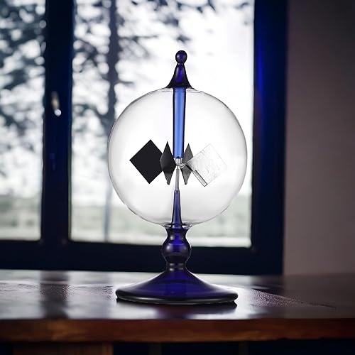 Miniatura 5 de Radiómetro de energía solar azul luz solar crookes spinning vanes molino de viento regalo hogar escritorio decoración