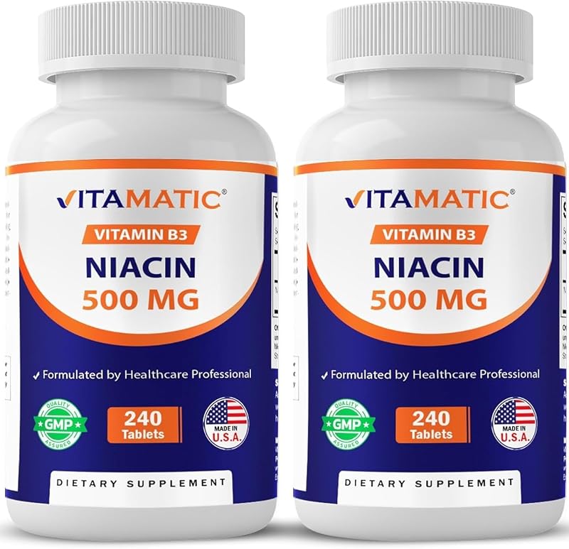 Vitamatic Suplemento de Niacina (Vitamina B3) 500 mg 480 comprimidos