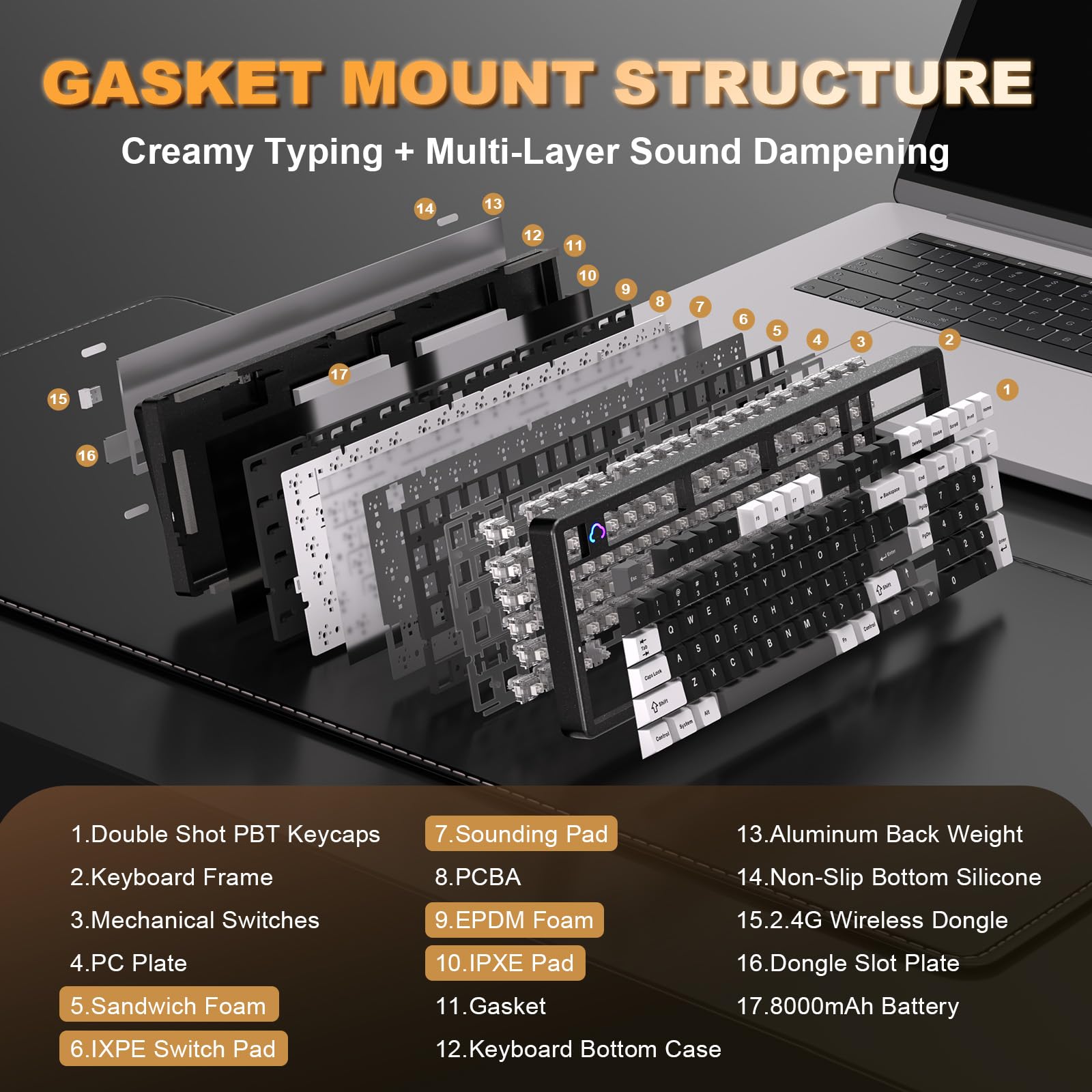 YUNZII AL98 QMK/VIA Bezprzewodowa Mechaniczna Klawiatura Gamingowa, Pełna Aluminiowa Obudowa, BT/2.4G/USB-C, Podświetlenie RGB dla Win/Mac (Czarny, Milk V2 Linear)