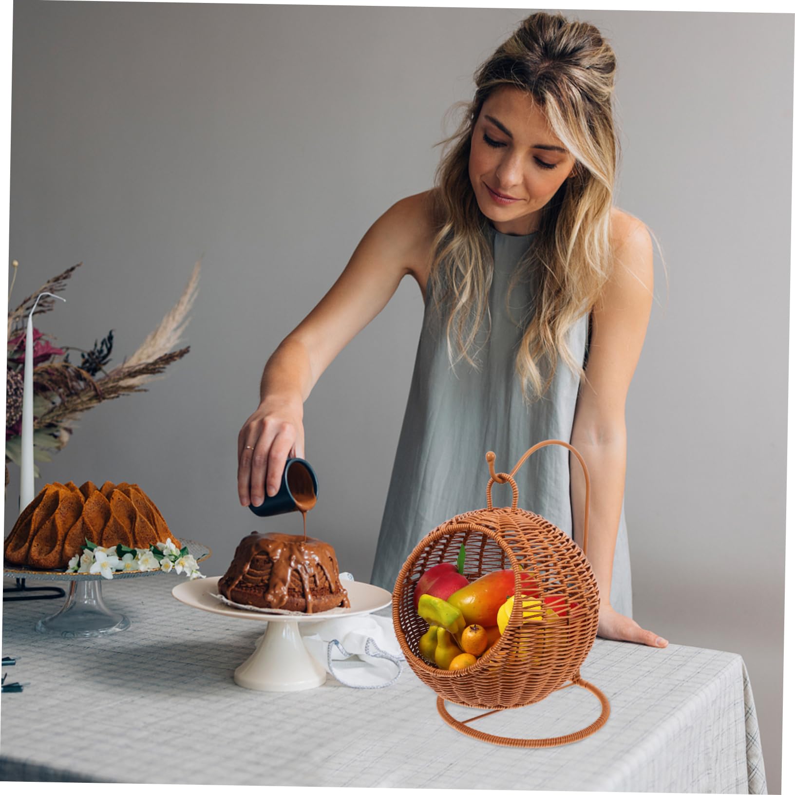 Zerodeko Contenitore Confettata in Pvc Marrone, Cesto per Frutta Originale e Resistente, la Conservazione di Frutta e Spezie in Cucina o Negozio