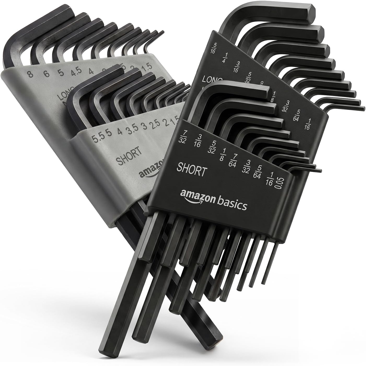 Amazon Basics 36-Piece Allen Key Hex Wrench Set, Chrome Vanadium Steel, Metric and Imperial Sizes with 2 Storage Cases, for Bike, Furniture Assembly, Automotive and DIY