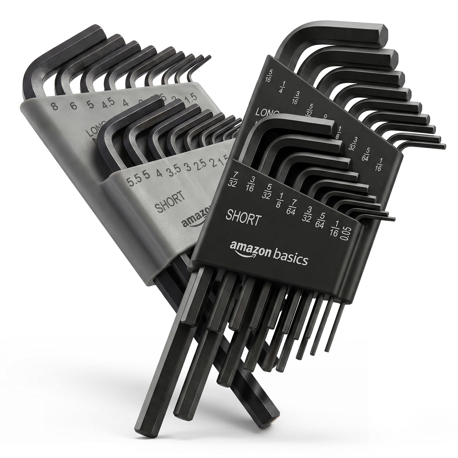 Amazon Basics 36-Piece Allen Key Hex Wrench Set, Chrome Vanadium Steel, Metric and Imperial Sizes with 2 Storage Cases, for Bike, Furniture Assembly, Automotive and DIY