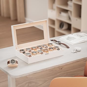 ProCase Watch Box Organizer, 12 Slot Watch Display Case, White