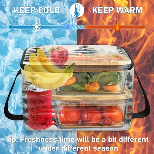 Miniatura 6 de Bolsa de almuerzo aislada de estilo navideño moderno para mujer, reutilizable, bolsa cuadrada de comida para adultos y hombres, lonchera más fresca