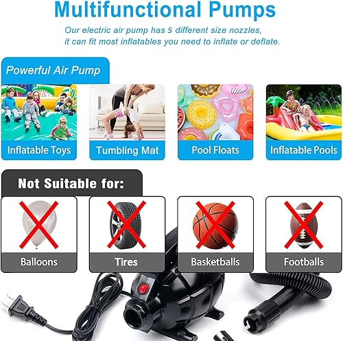 Miniatura 2 de Bomba de aire eléctrica para colchonetas inflables de gimnasia, rodillo de aire, spot de aire, barril de aire de gimnasia, yoga, Tumble, tapete de