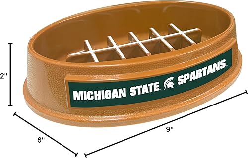 Miniatura 151 de NCAA Super-Bowl Iowa Hawkeyes - Cuenco para perros de alimentación lenta con diseño de fútbol para una digestión saludable. Cuenco antideslizante