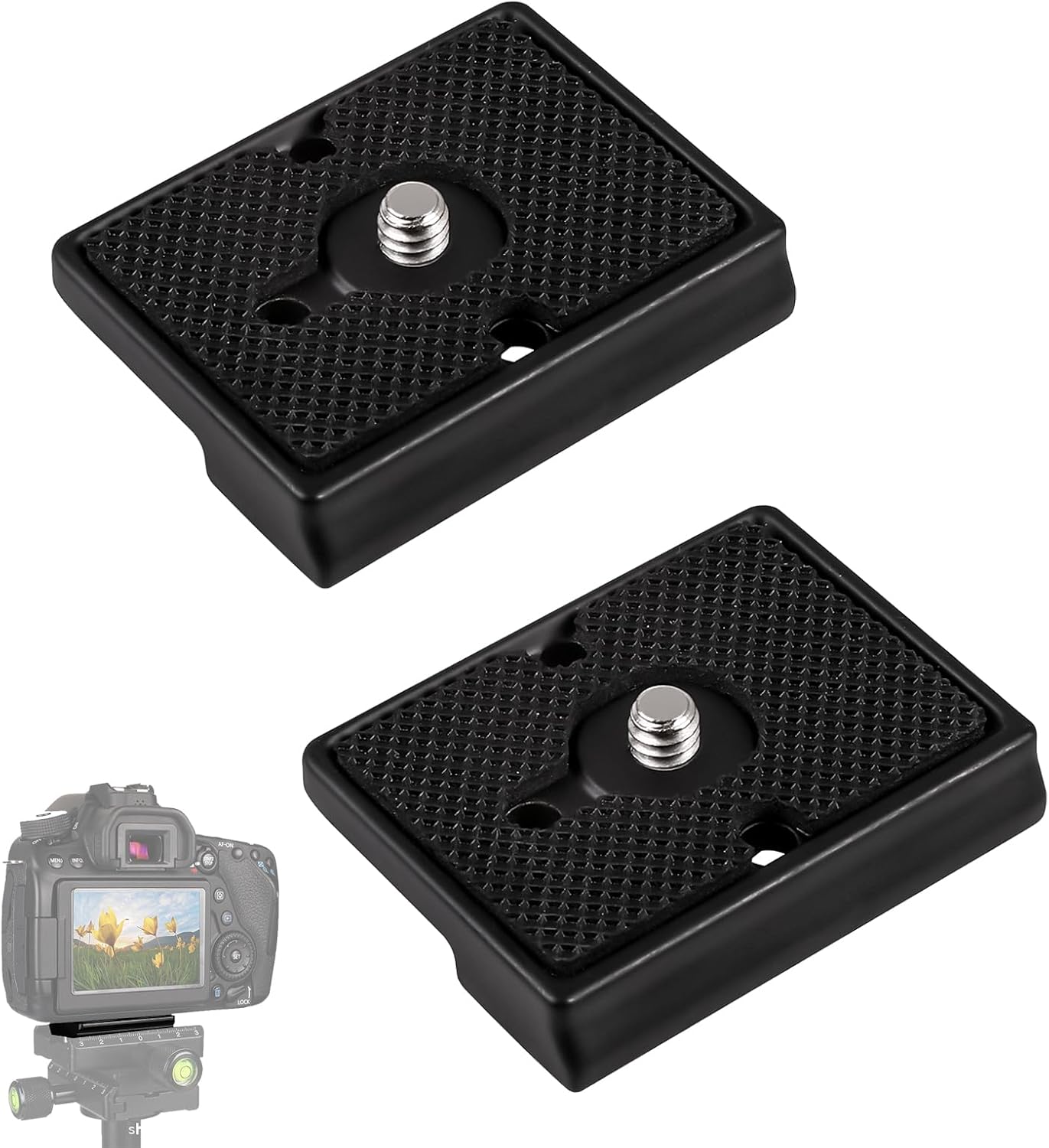 Pack of 2 Quick Release Plate Compatible with Manfrotto 200PL-14 Quick Release Plate 1/4 Inch Tripod Removable Plate Compatible with Manfrotto Tripod Heads Aluminium Alloy Non-Slip Design