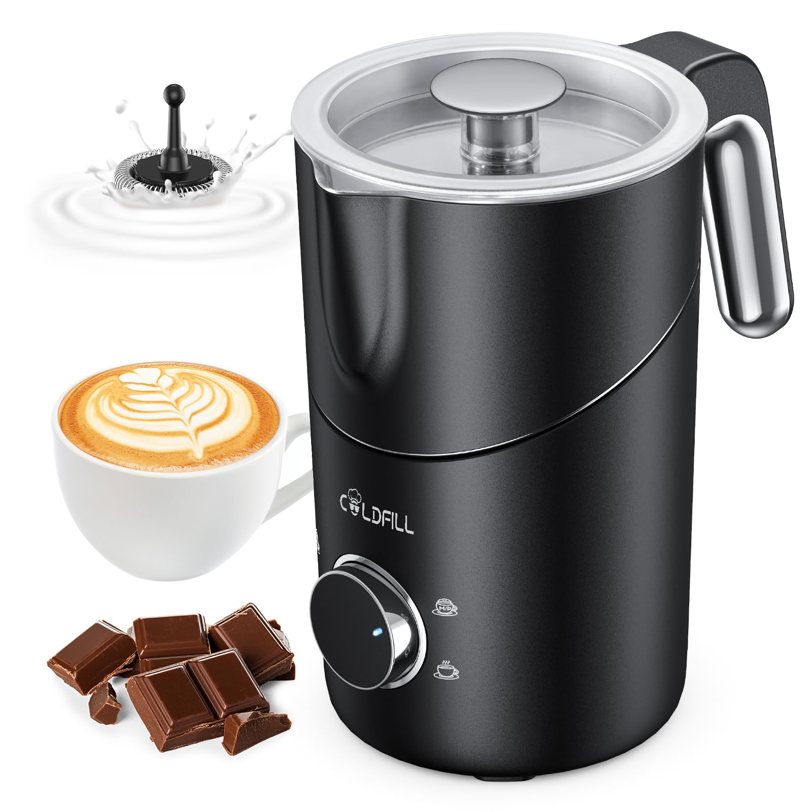 Electric Milk Frother and Steamer, 24oz/600mL Split Automatic Hot and Cold Foam Maker for Coffee, Latte, Cappuccino, Macchiato, Hot Chocolate, Dishwasher Safe