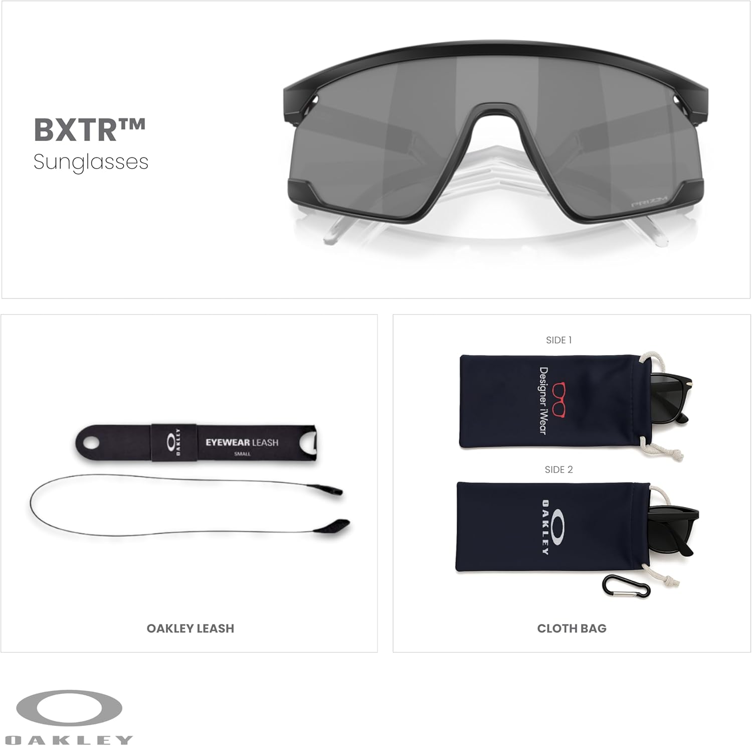 Oakley BXTR OO9280 Shield Sunglasses for Men for Women+ Bundle Accessory Leash Kit, Microfiber Pouch