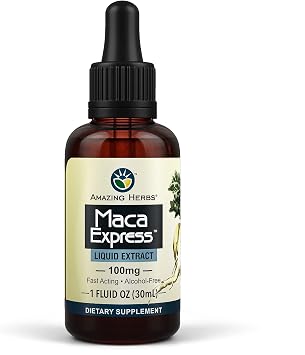 Amazing Herbs Maca Express Liquid Extract - Peruvian Maca Extract, Promotes Stamina, Energy, Endurance, Mental Clairity - 1 Fl Oz