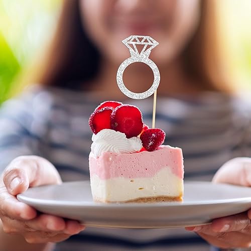Miniatura 5 de Gyufise 36 piezas de anillos de diamantes para cupcakes con purpurina para despedida de soltera, anillos de boda, cupcake para matrimonio, boda,