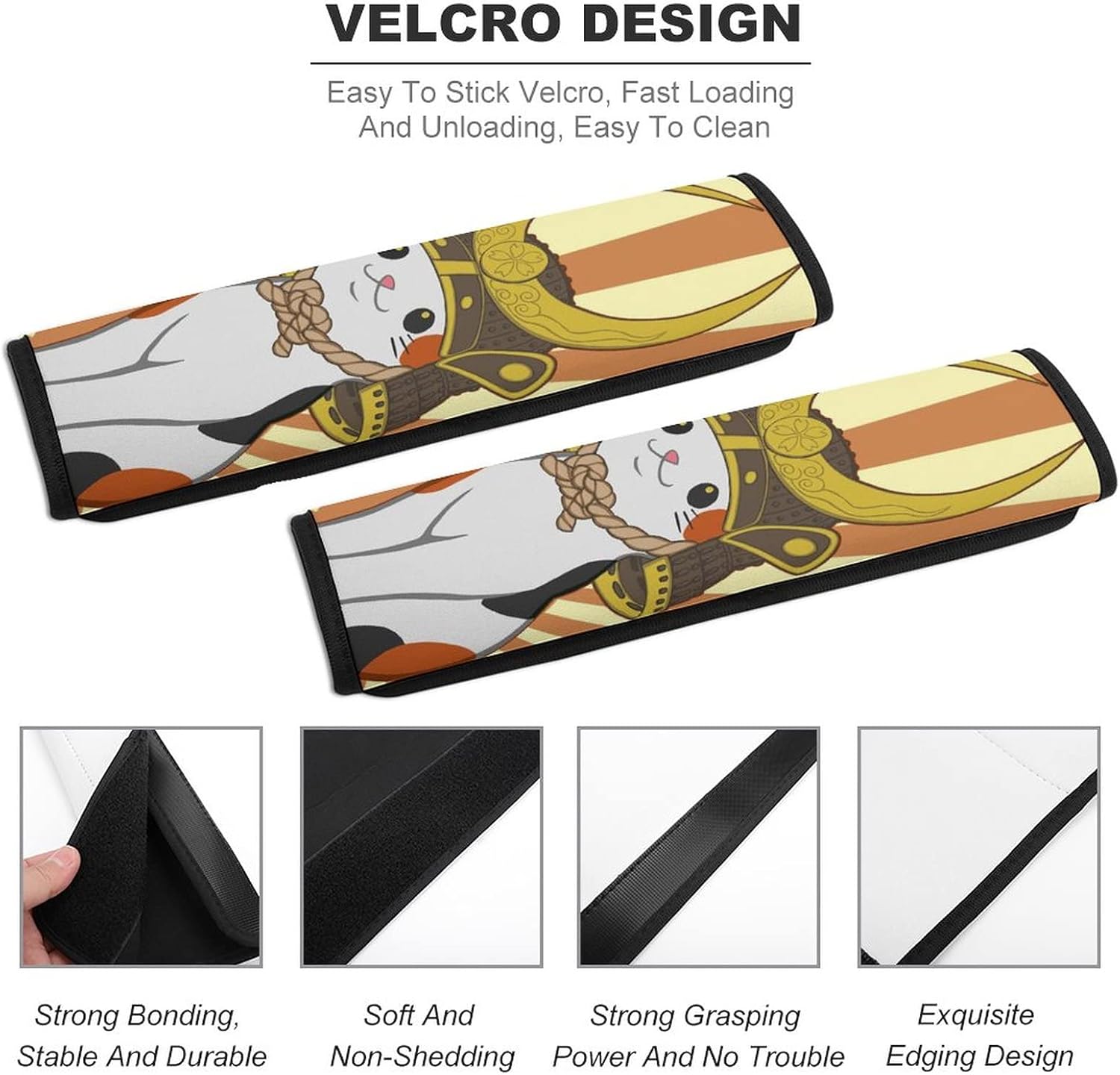 Japanese Bobtail Cat Wears Samurai Car Seat Belt Pads Cover Durable Seat Belt Shoulder Strap Cover Cushion Protector Car Accessories : Automotive