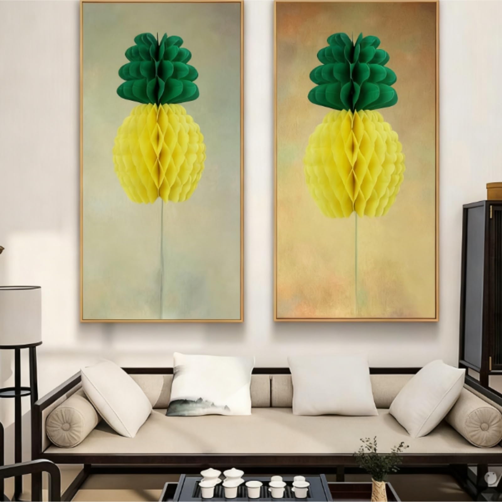 Papierowe Lampiony 15 Szt. Wiszących Lampionów Papierowych W Kształcie Plastra Miodu Z Owocami Do Dekoracji Urodzinowych Dekoracje Imprezę(Yellow,25cm)