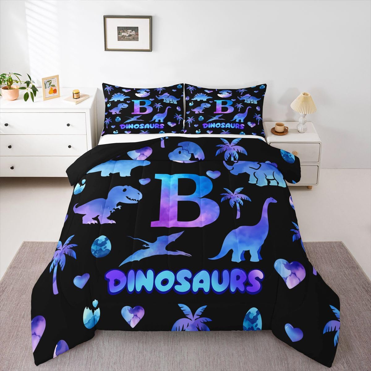 Edredón de dinosaurio individual Homewish para evitar fundas nórdicas incómodas
