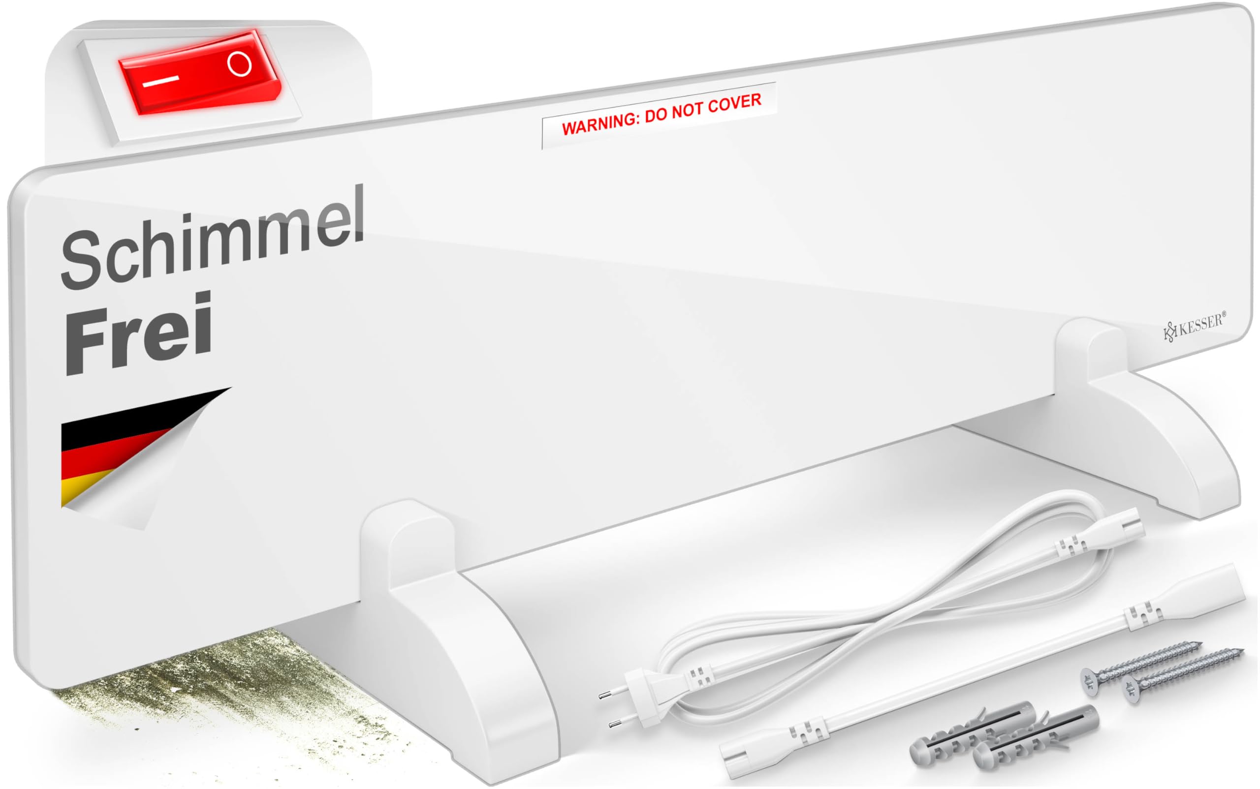 KESSER® Schimmel - Infrarotheizung – Schimmelentferner Wandheizer 50W Wand & Bad Wandheizung Schimmelfrei ohne Chemie Alternative zu Anti Schimmelspray und Farbe - energiesparend - Weiß