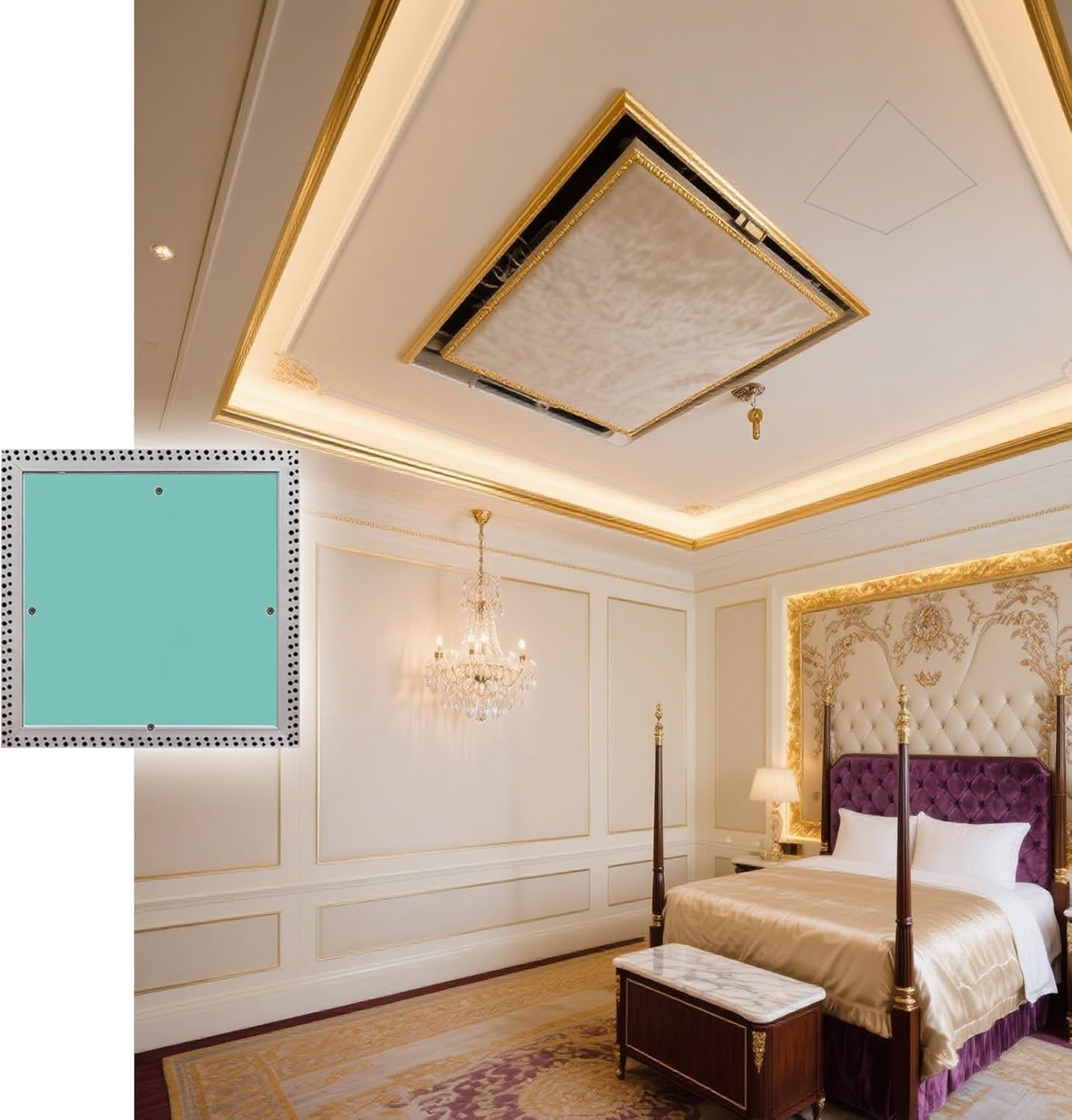 Heavy-Duty Aluminum Alloy Frame with Easy Top-Opening Design, Gypsum Board Access Door, Removable Wall Panels for Drywall Concealment(Hole Size-650x700mm (25x28in))