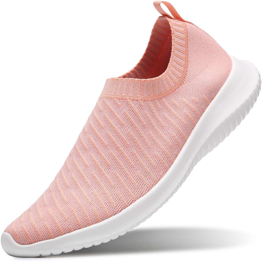 Pink Shoes for Women Slip on Walking Tennis Non Slip Work Skid Resistant Casual Sock Sneakers Lightweight Breathable mesh Standing Work Nursing Snickers Size 10