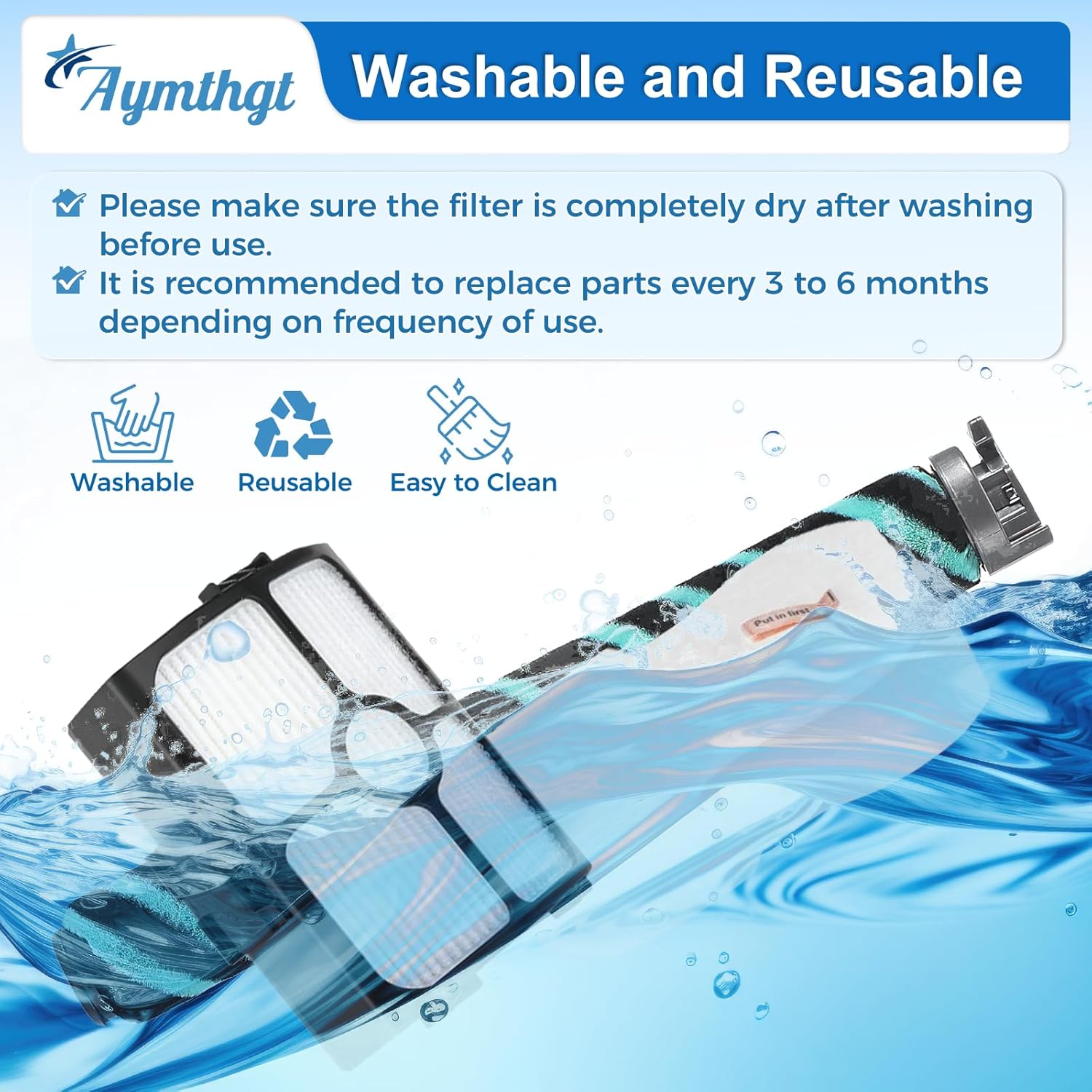 HZ4002 Replacement Filter Kit For Shark Power Detect Ultra-Light Corded Stick Vacuum HZ4002 HZ4000,1 Roller Brush, 2 Pack Hepa Filters+ 4 Pack Foam & Felt Filters + 4 Aroma