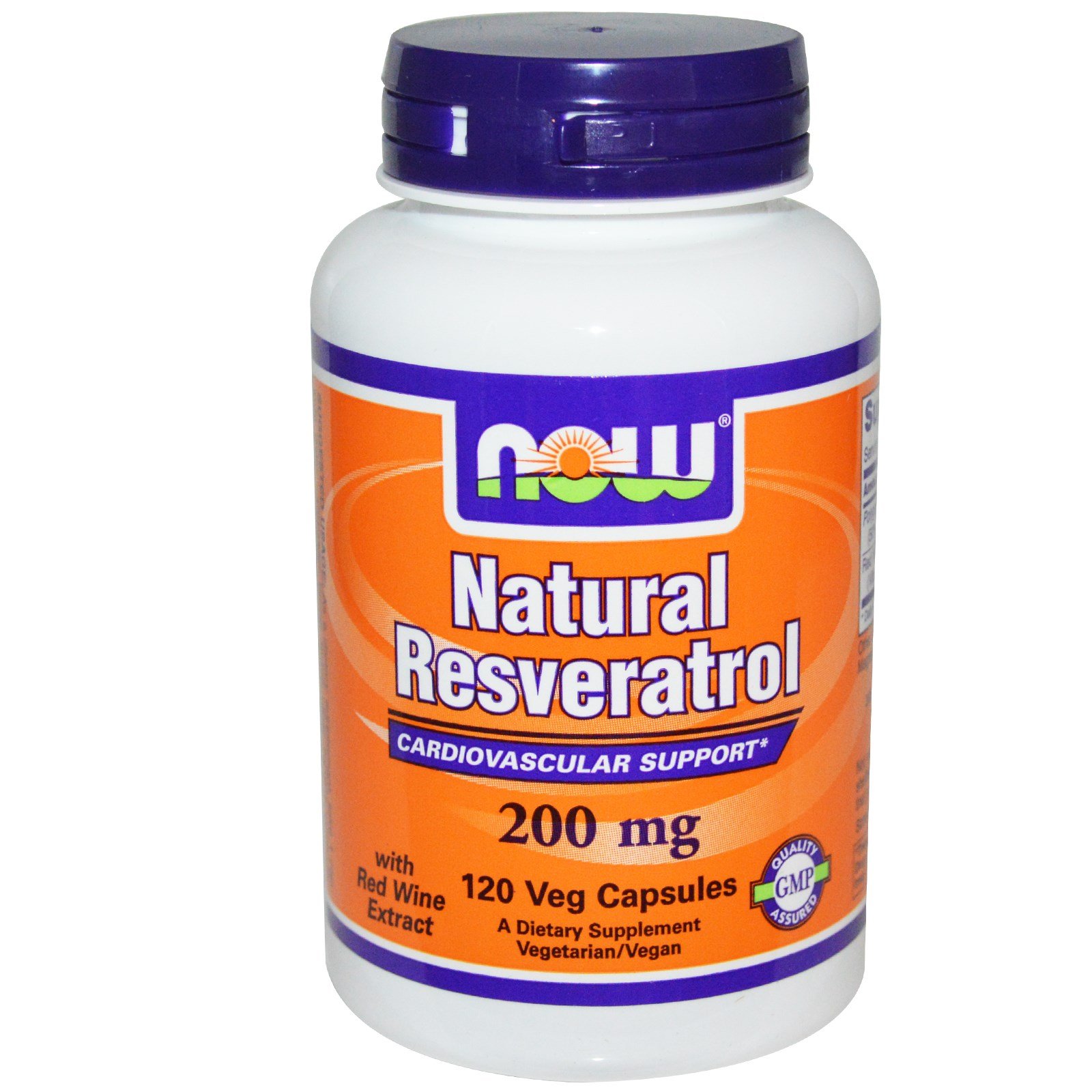NOW Now - Natural Resveratrol Cardiovascular Support 200 Mg- 120 Veg Caps
