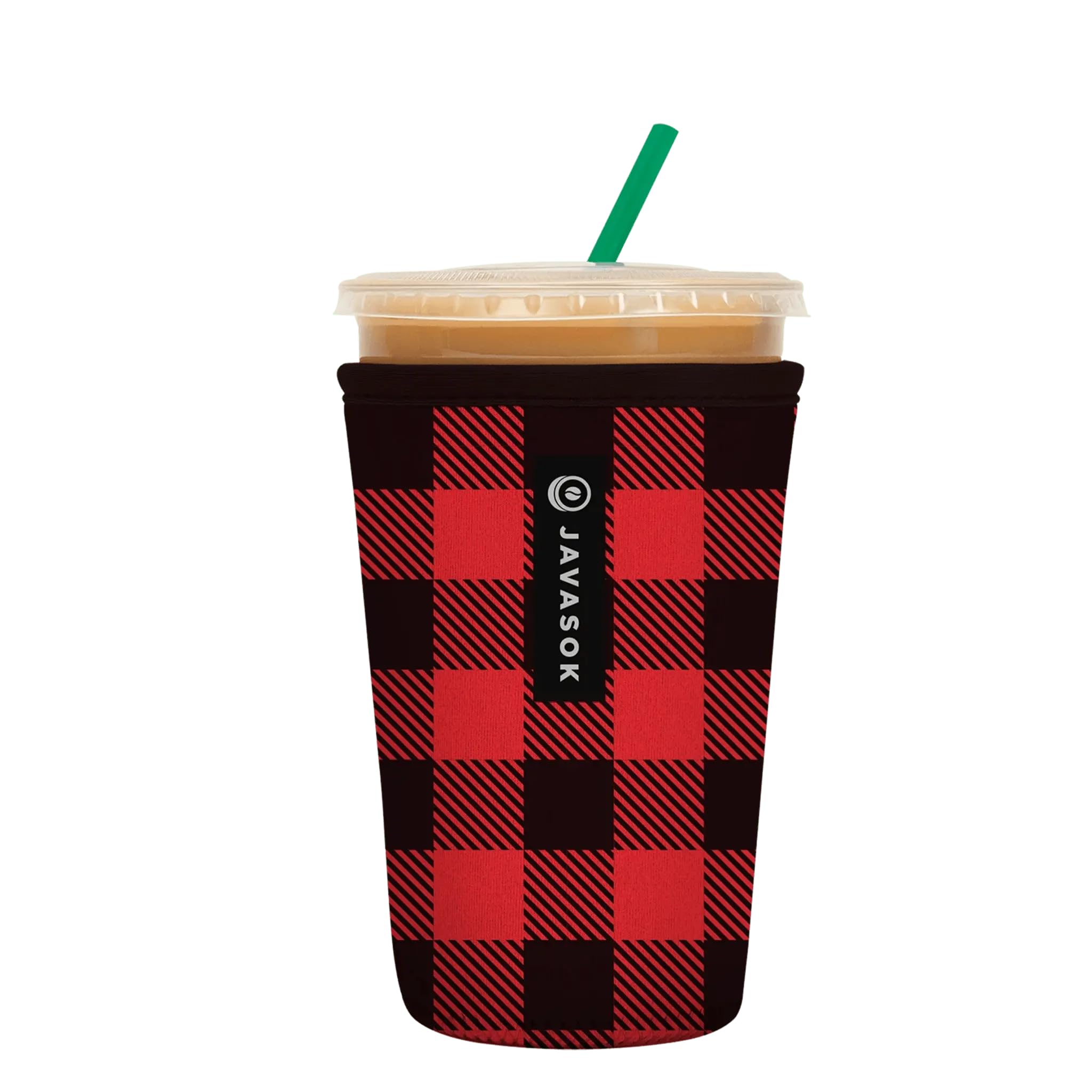 Sok It JavaSok Iced Coffee &amp; Cold Soda Insulated Neoprene Cup Sleeve (Buffalo Check, Medium: 22-28oz)