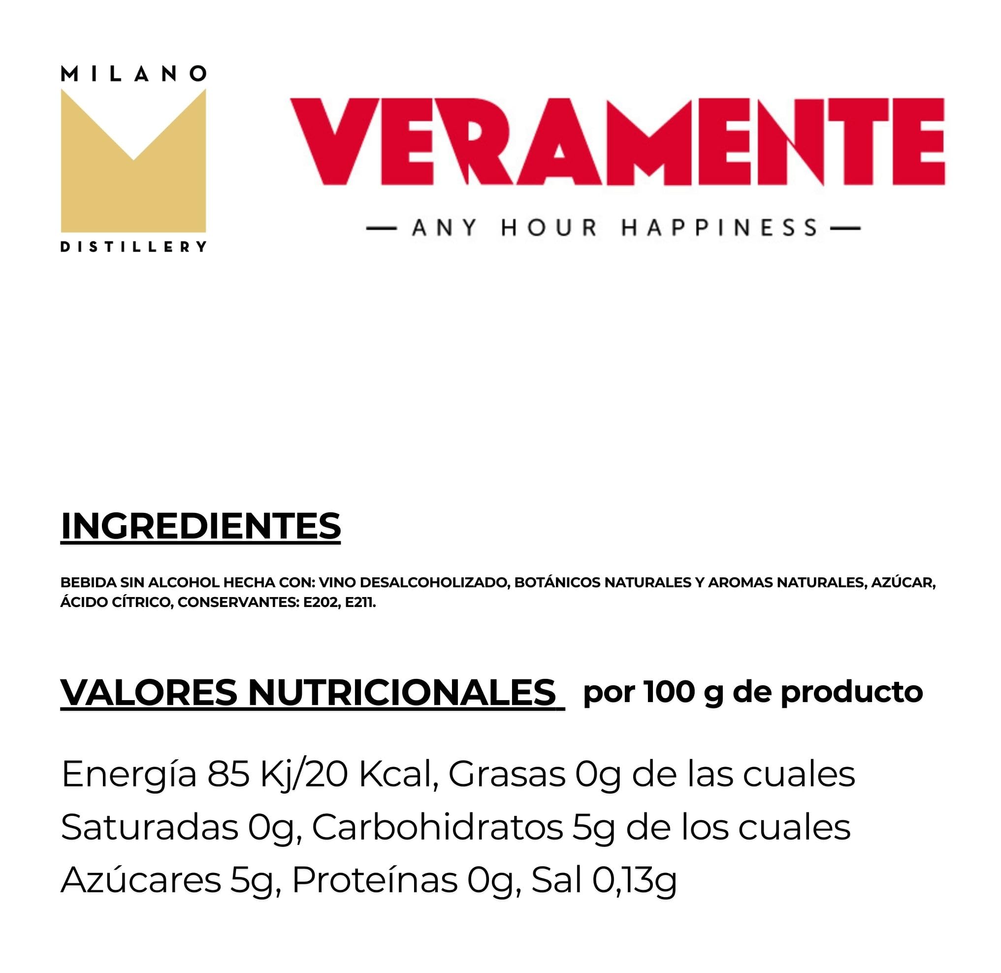 Vermut Veramente Sin Alcohol - Bebida de infusión botánica con aromas naturales de absenta, naranja, salvia, ruibarbo, sabores naturales - Botella de vidrio 750ml