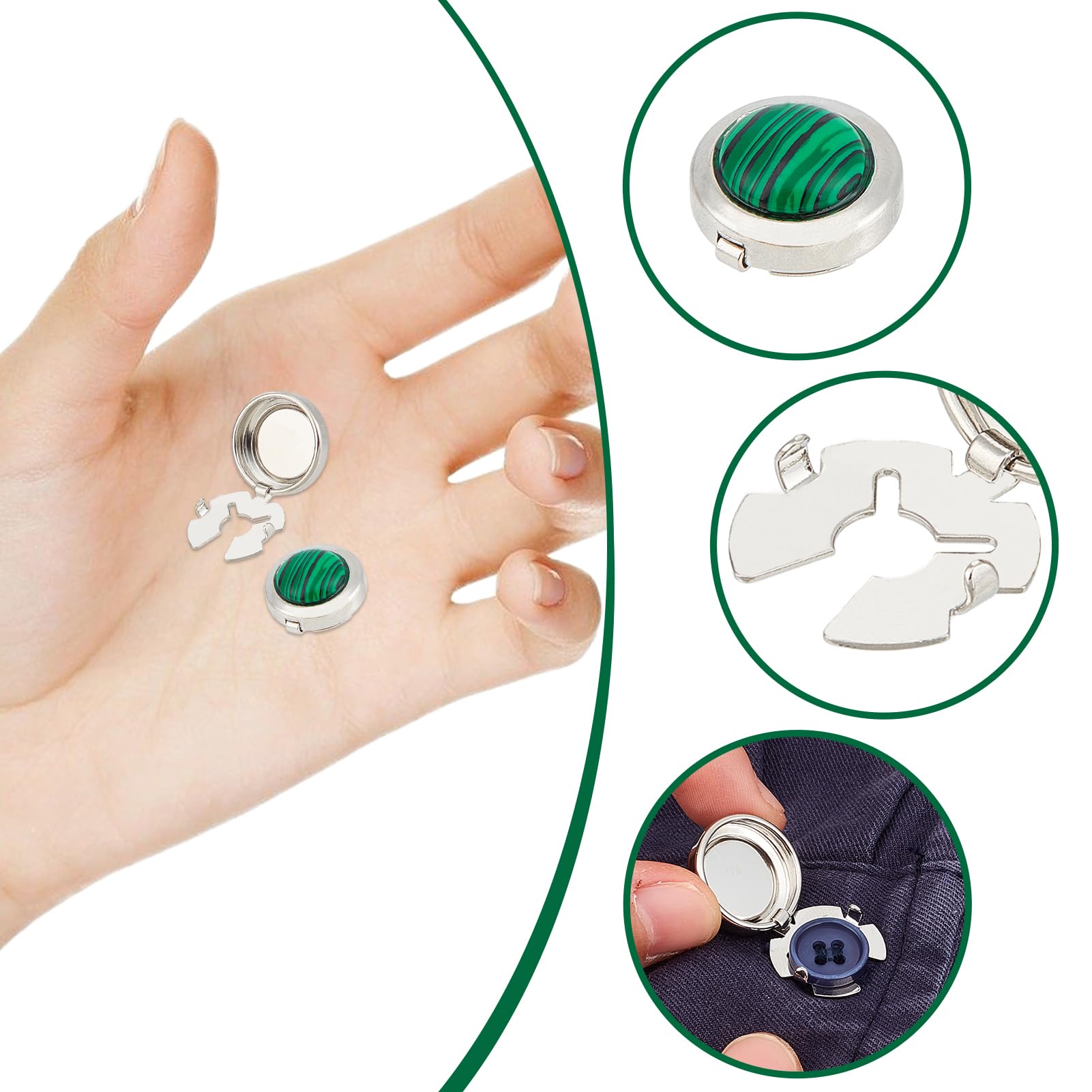 NICENEEDED 2 PCS Couvre Boutons pour Chemises pour Hommes Boutons de Manchette Vert Bouton de Manchette Boutons de Manchette Cache Boutons Accessoires pour Robe