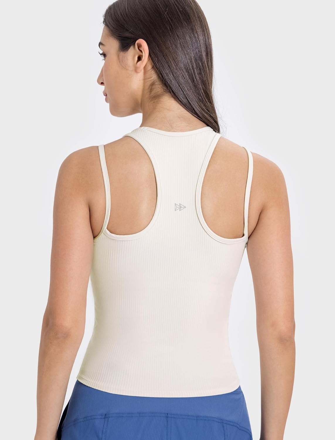 Yvette Racerback Crop Top with Removable Built in Bra Thin Straps Sports Bra for Women