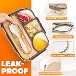 Boîte à Bento pour adultes avec 4-Compartment Boîte à Bento sans danger avec cuillère à soupe et micro-ondes