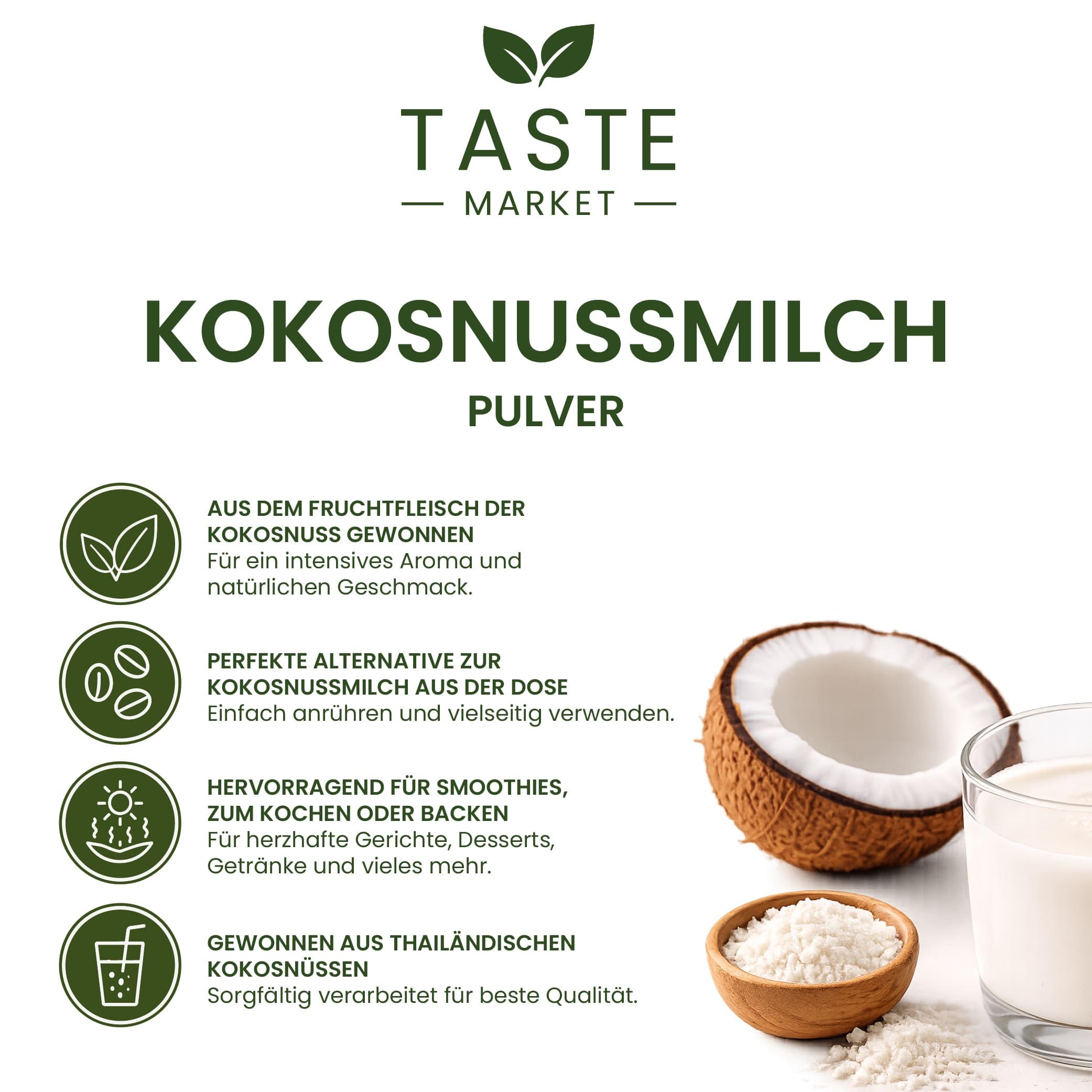 Kokosmilchpulver 10 kg | Kokosnussmilch Pulver | Kokos Milch Pulver getrocknet | Kokosnussmilch Milchpulver | sprühgetrocknet