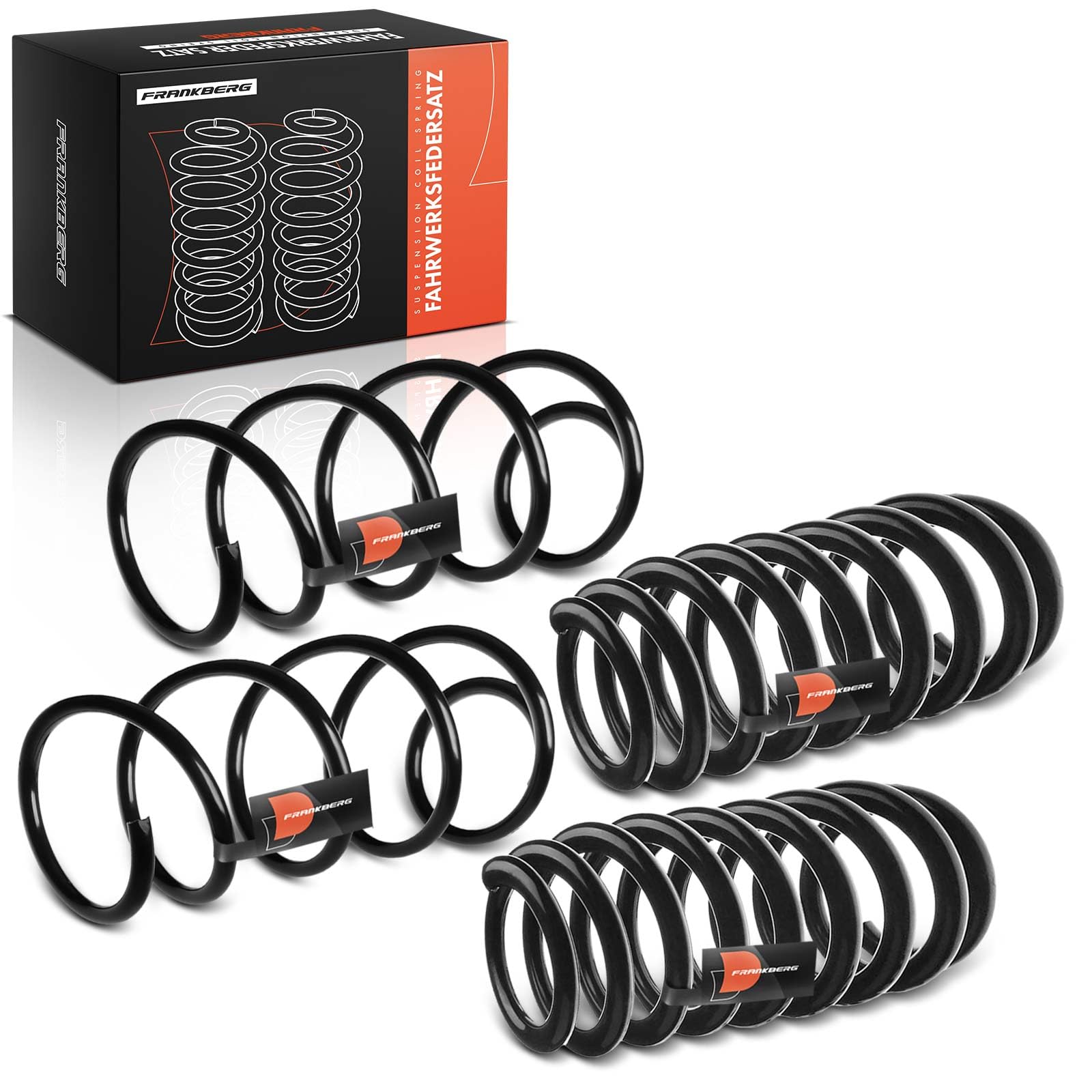 Frankberg 4x Muelles de suspensión Eje delantero Eje trasero 31336767366 | Compatible con: Serie 3 Coupé E92, Serie 3 Touring E91, Serie 3 E90