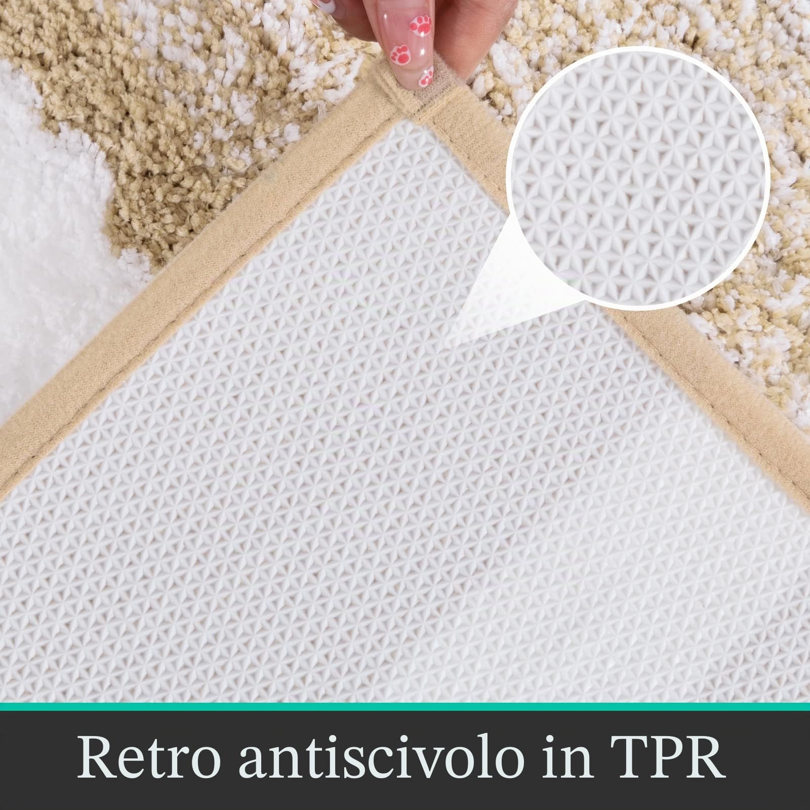 Pauwer Set di 3 tappetini da bagno ultra spessi, con fondo antiscivolo, assorbenti, tappetini da bagno e tappetino per WC, facili da pulire, lavabili in lavatrice, colore: beige