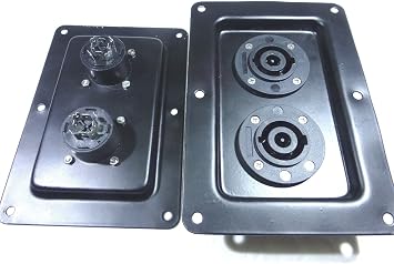 2 Two Black Metal Speaker Jack Plates for Dual Large SpeakOn with NL8MPR