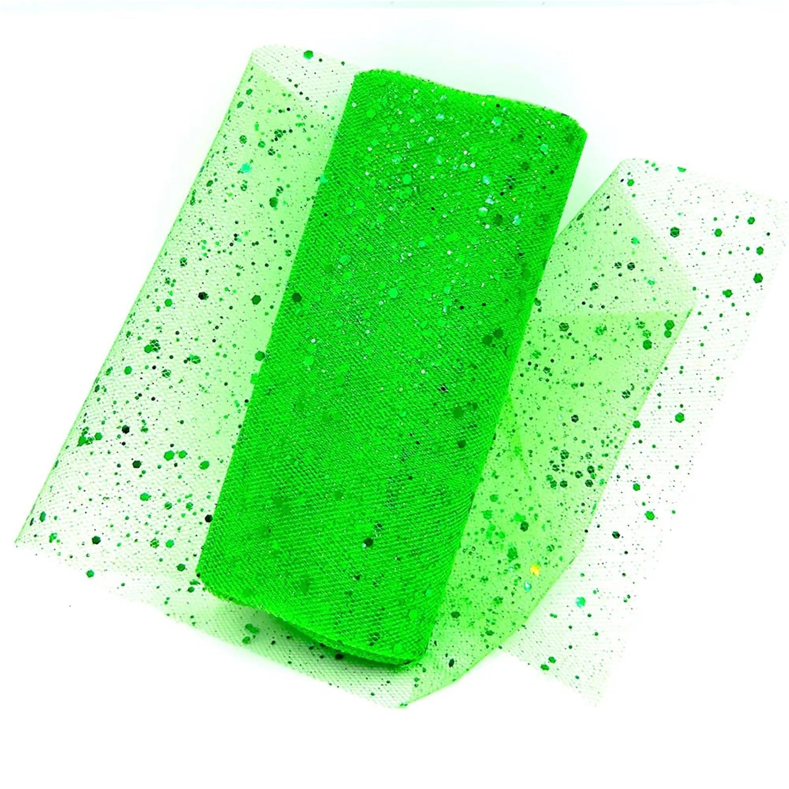 Tulle Fabric Roll 6Roll Glitter Tulle Fabric Roll 6 Inch 10 Yards Sequin Sparkling Ribbon Spool Netting for Wedding Gift Wrapping Party Decor(Green)