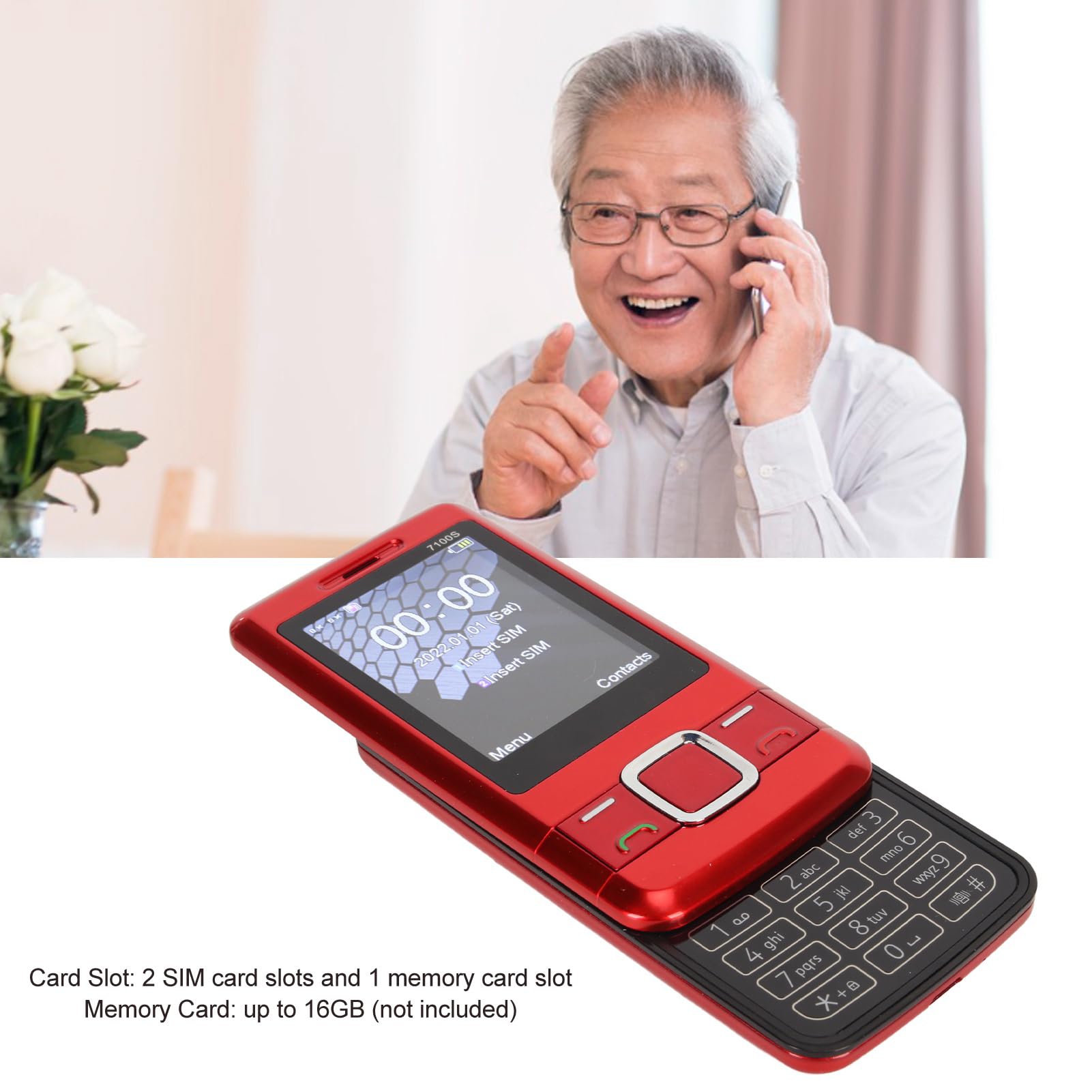 GOWENIC Ontgrendelde Schuifstelefoon, 2G GSM Mobiele Telefoon 2.0 Inch