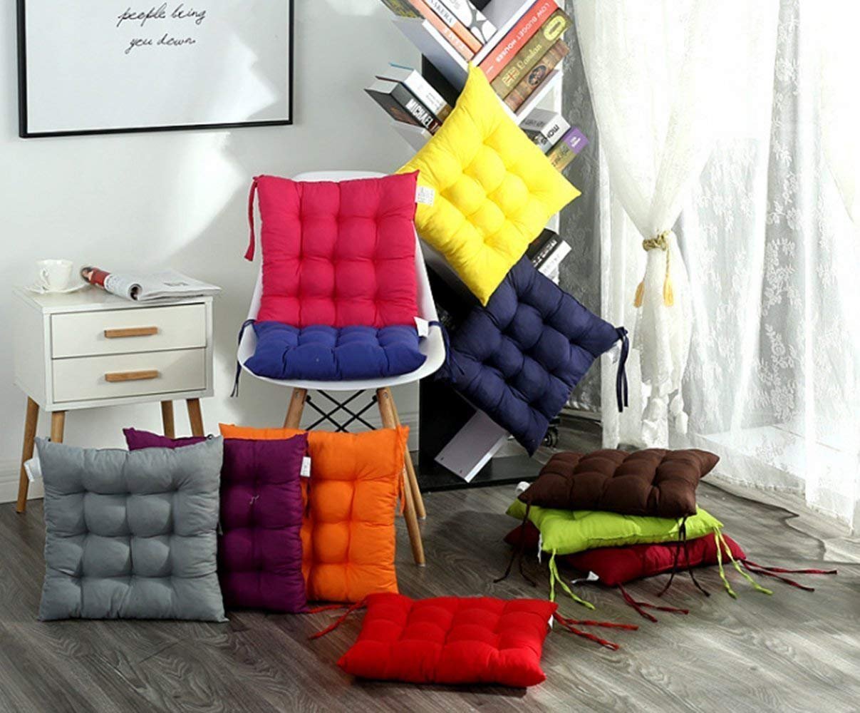Lot De 2 Coussins De Chaise 40×40 Cm Bleu Marine – Avec Attaches Pour Cuisine & Jardin